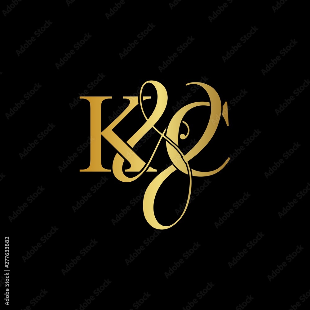 K & C KC logo initial vector mark. Initial letter K & C KC luxury art vector mark logo, gold color on black background. K & C KC logo initial vector mark. Initial letter K & C KC luxury art vector mark logo, gold color on black background.