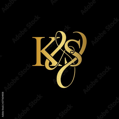 K & S KS logo initial vector mark. Initial letter K & S KS luxury art vector mark logo, gold color on black background. photo