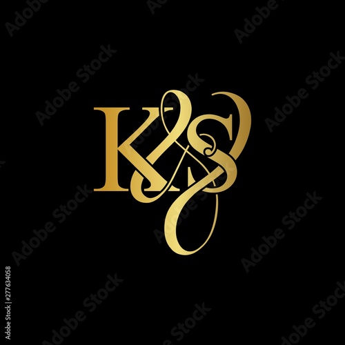 K & S KS logo initial vector mark. Initial letter K & S KS luxury art vector mark logo, gold color on black background.
