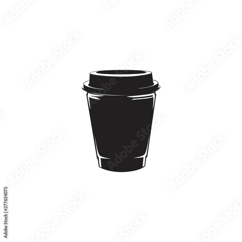 coffee or tea cup for cafe or restaurant black and white illustrations logo symbol silhouette