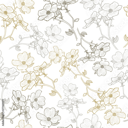 Beautiful hand drawn flower vector seamless