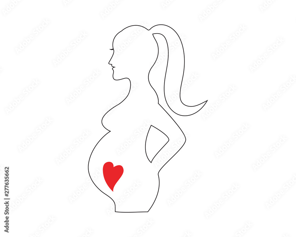 pregnant woman line art symbols template