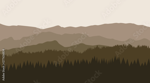 Forest landscape. Vector background.