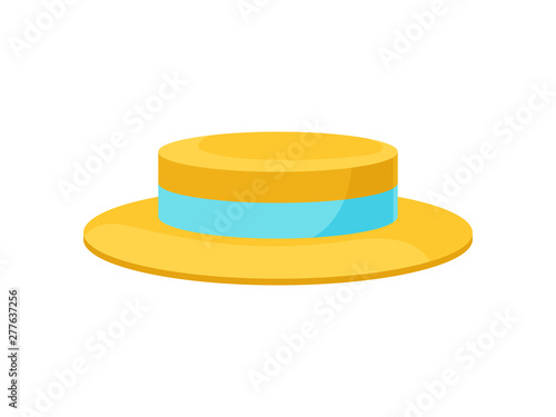 Yellow hat for men. Vector illustration on white background.