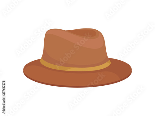 Classic brown hat for men. Vector illustration on white background.