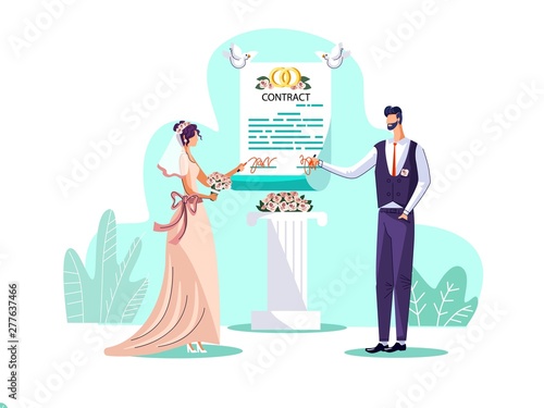 Marriage contract concept vector illustration