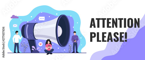 Attention please concept. Web banner. Vector illustration.