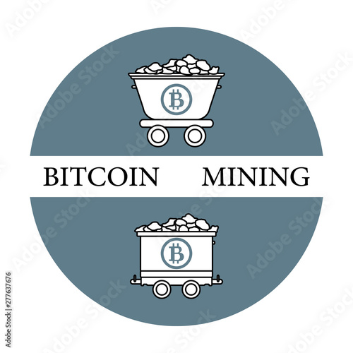 Mining bitcoins trolleys with ore.