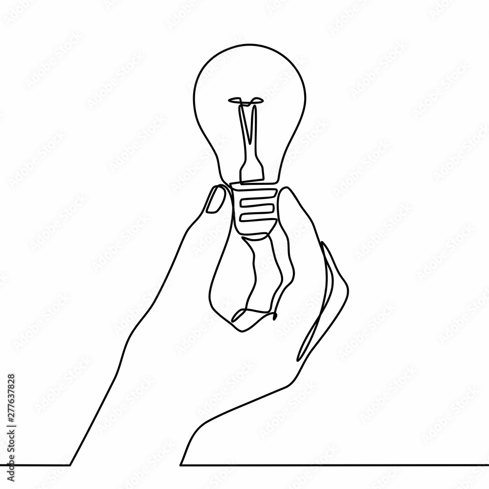 Hand Holding Pencil Line Drawing Light Bulb PNG Images