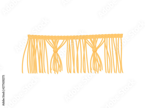 Orange braid with long threads. Vector illustration on white background.