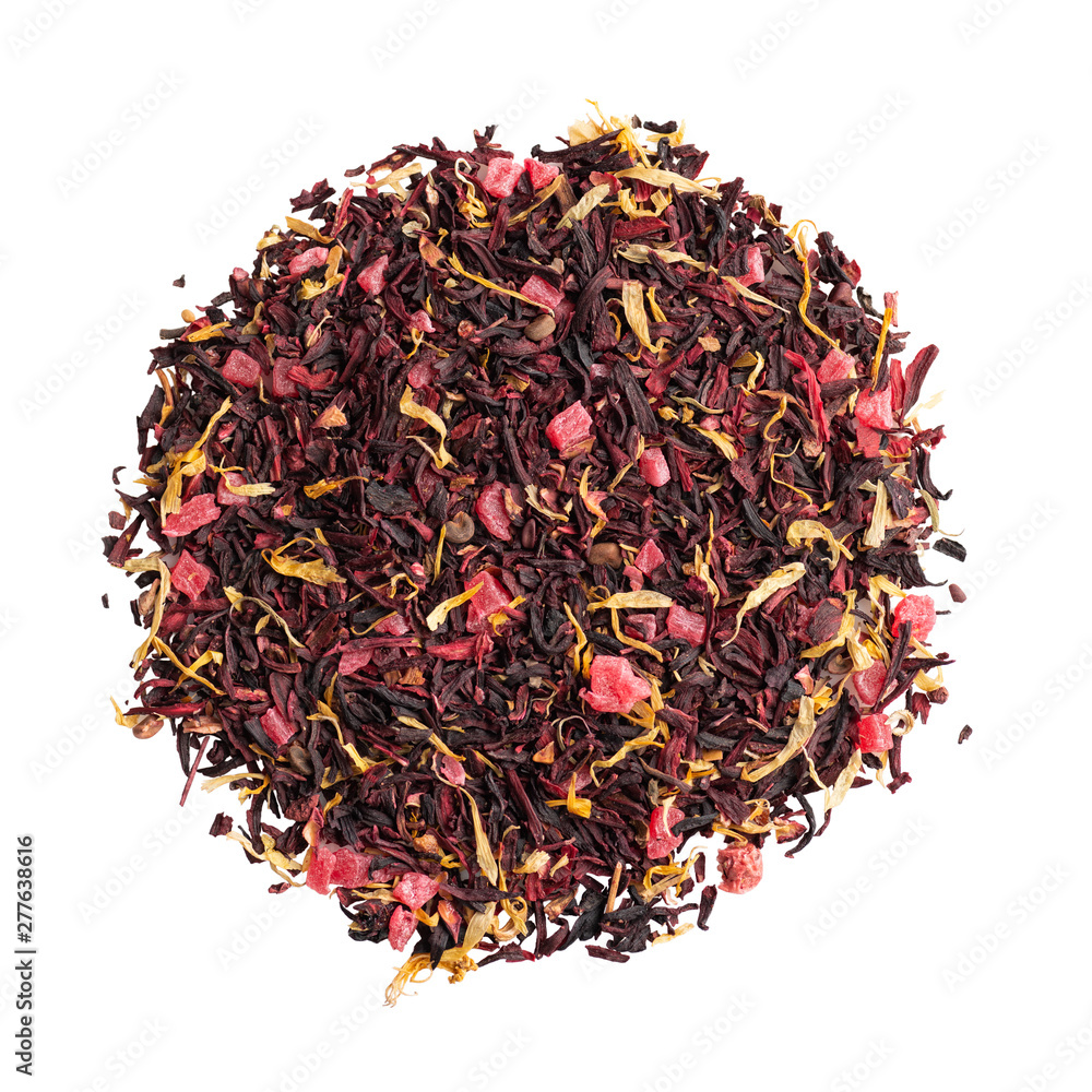 dried herbal tea isolated on a white background, top view dried herbal tea isolated on a white background, top view