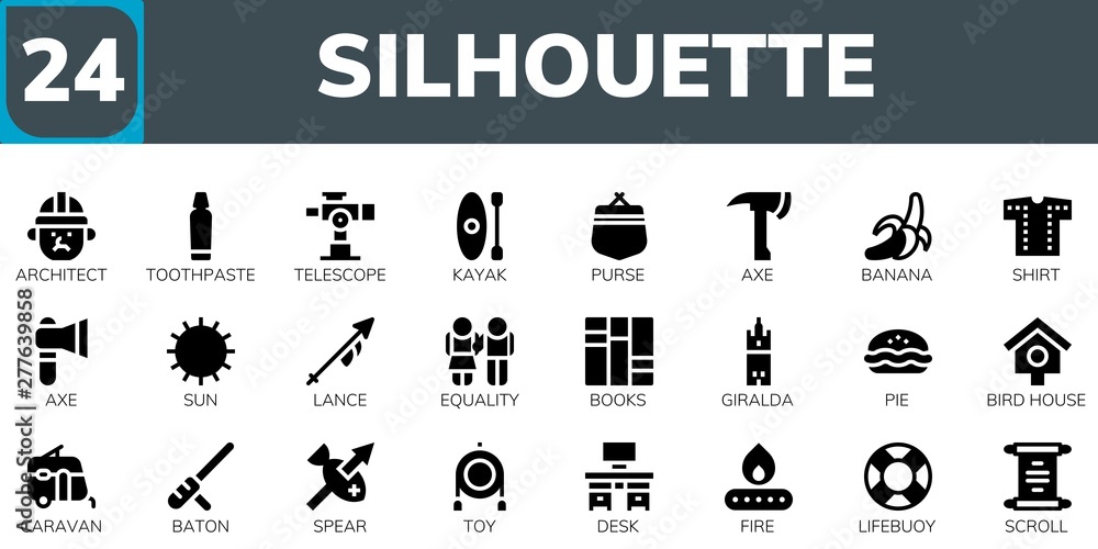 silhouette icon set