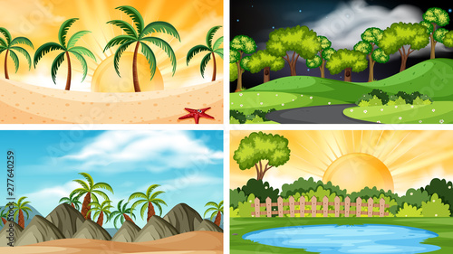 Set of different outdoor scenes