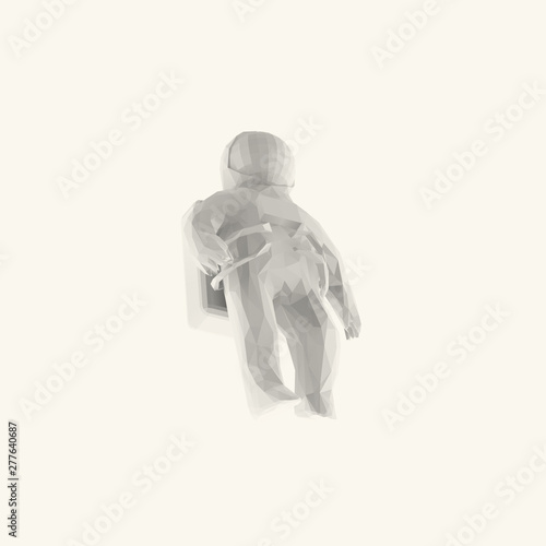 Isolated White Astronaut on Light Background. Low Poly Vector 3D Rendering