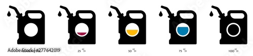 Flat linear design. Canister icon for apps, web sites and public use. Canister with lube or gasoline. Concept - Energy fuel. Canister or tank fill level. Vector