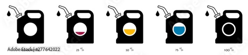 Flat linear design. Canister icon for apps, web sites and public use. Canister with lube or gasoline. Concept - Energy fuel. Canister or tank fill level. Vector