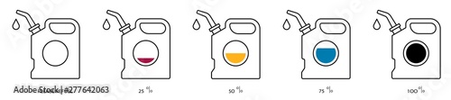 Flat linear design. Canister icon for apps, web sites and public use. Canister with lube or gasoline. Concept - Energy fuel. Canister or tank fill level. Vector
