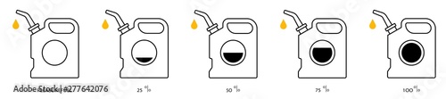 Flat linear design. Canister icon for apps, web sites and public use. Canister with lube or gasoline. Concept - Energy fuel. Canister or tank fill level. Vector