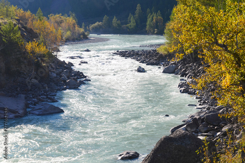 Mountainous river. Argut is the most hard river in Russia for kayaking. Altai Republic, Siberia, Russia.