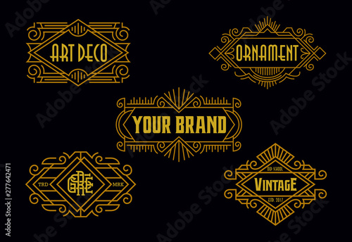 Vintage Badges Modern Minimalism Line Art Ornament Frame Decorative Old Fashioned Graphic Design Element