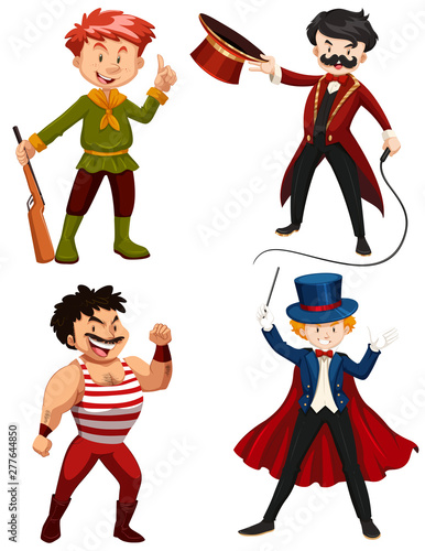 Set of circus characters