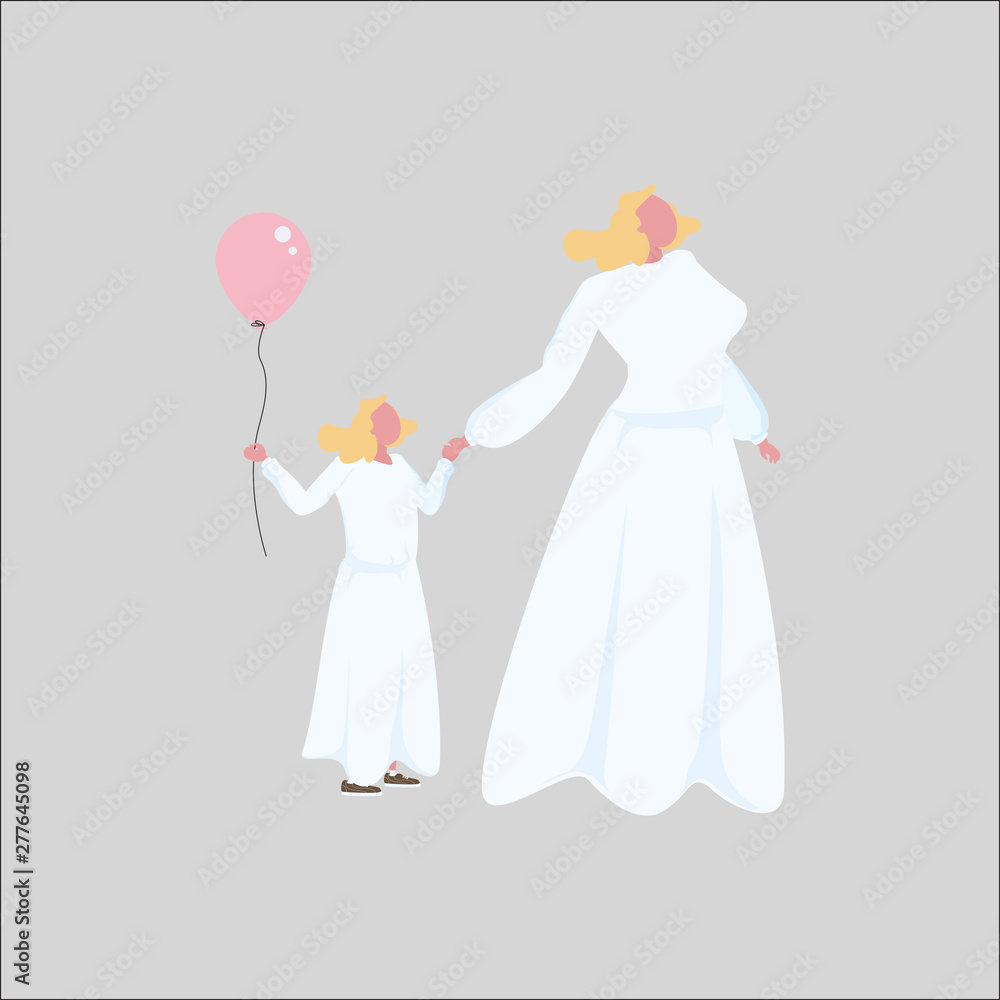 Mother and daughter performing daily activities together Mother and daughter performing daily activities together