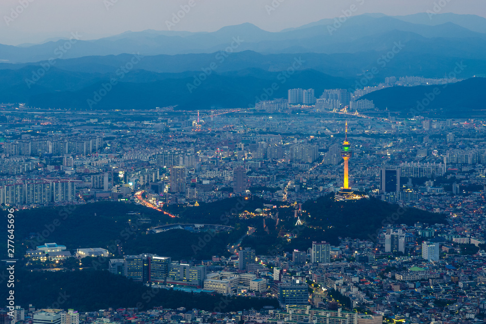 Fototapeta premium night view from aspan park of daegu, south korea
