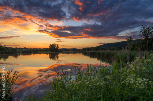 sunset over the lake