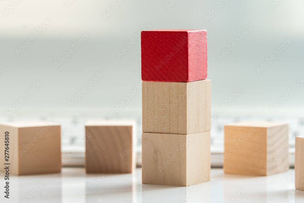 Obraz premium Building Blocks on table with white background