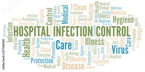 Hospital Infection Control word cloud vector made with text only.