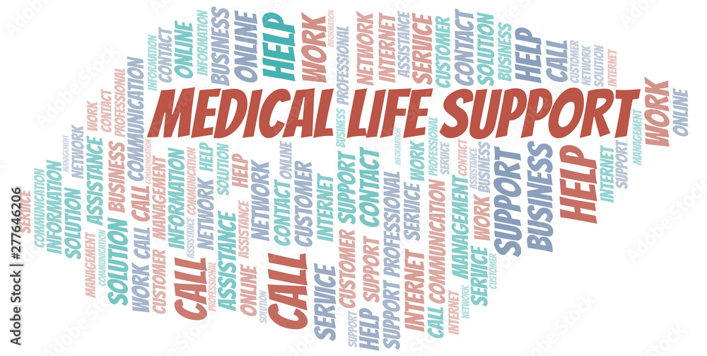 Medical Life Support word cloud vector made with text only.