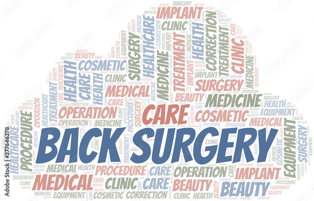 Obraz premium Back Surgery word cloud vector made with text only.