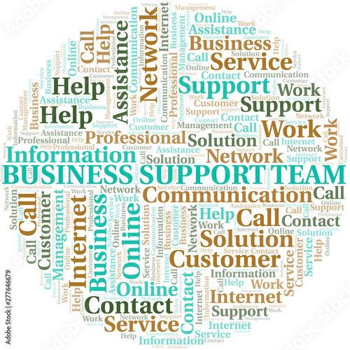 Business Support Team word cloud vector made with text only.