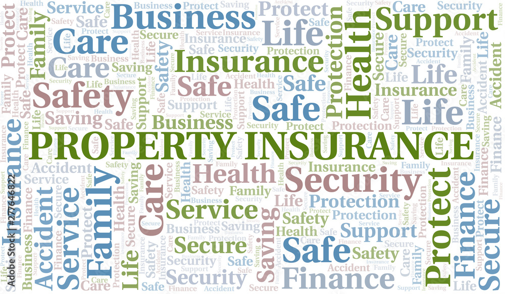 Property Insurance word cloud vector made with text only.