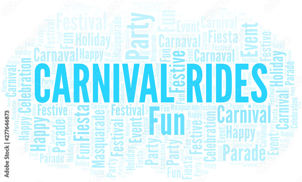 Obraz premium Carnival Rides word cloud vector made with text only.