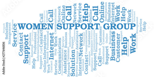 Women Support Group word cloud vector made with text only.