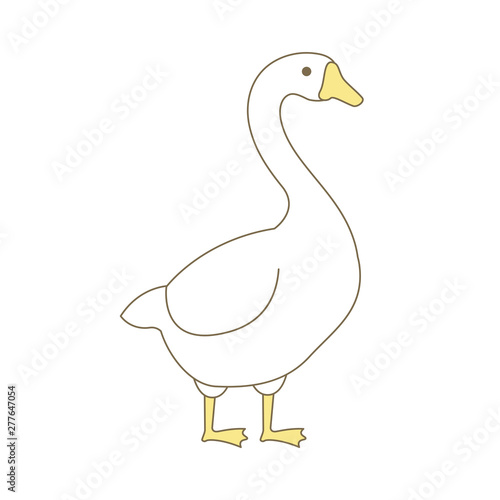 Goose domestic bird. Poultry fowl. Outline line contour vector icon illustration.
