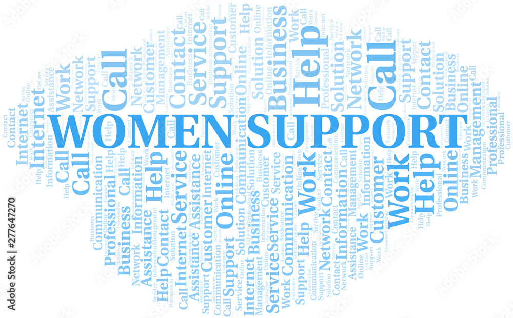 Fototapeta premium Women Support word cloud vector made with text only.