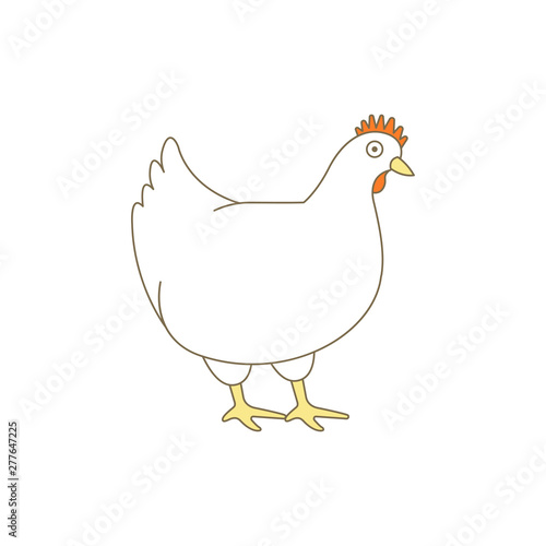 Chicken domestic bird. Poultry hen fowl. Outline line contour vector icon illustration.