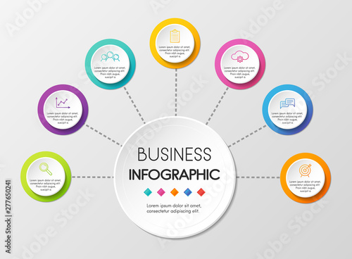 Circle infographic design with 7 options. Vector