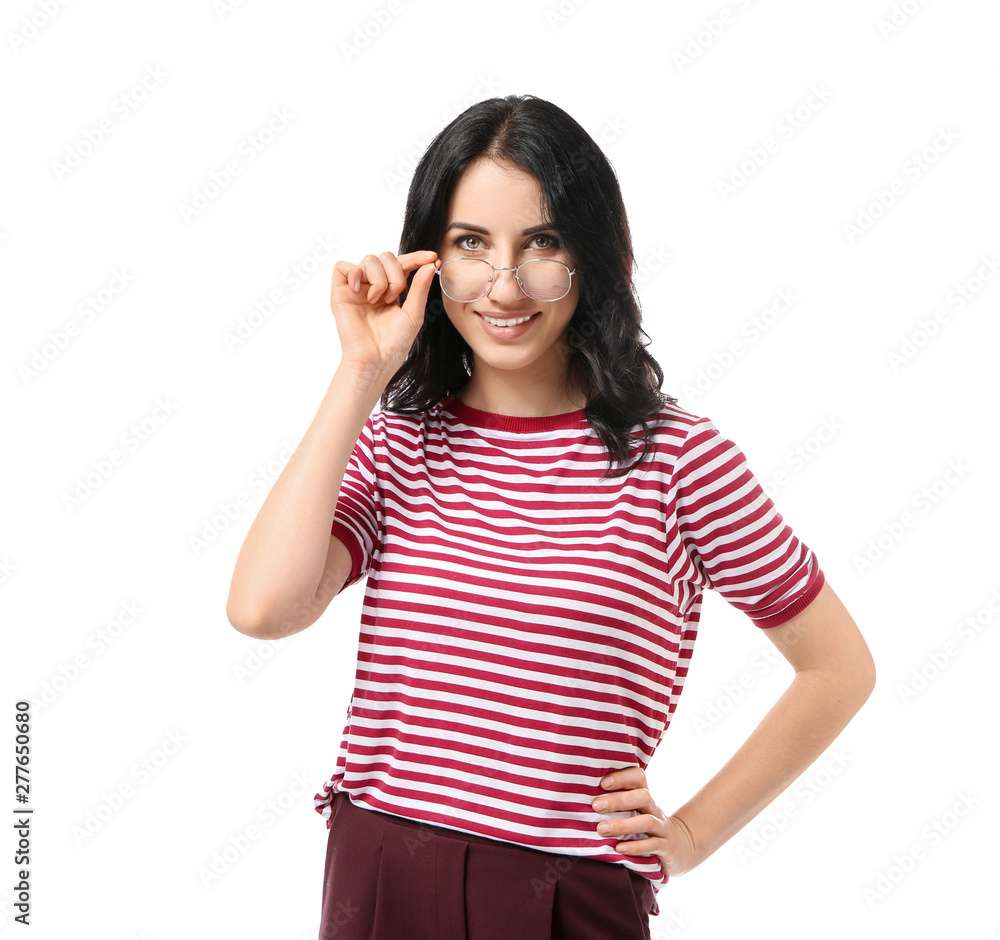 Portrait of beautiful woman on white background Portrait of beautiful woman on white background