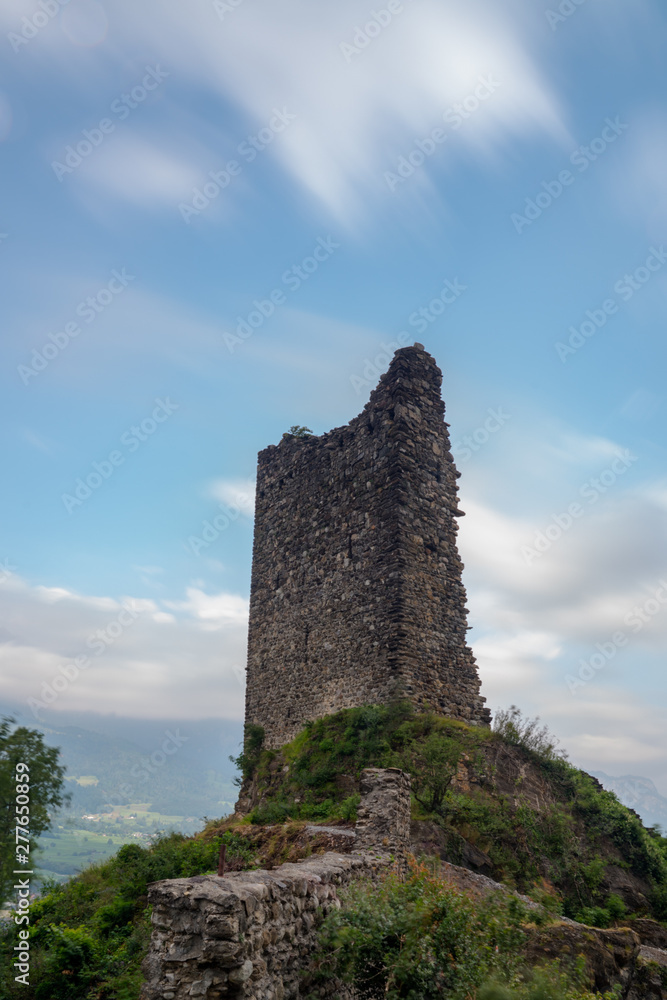 the ruins of the Freudenberg Castle in Bad Ragaz in Southeastern Switzerland
