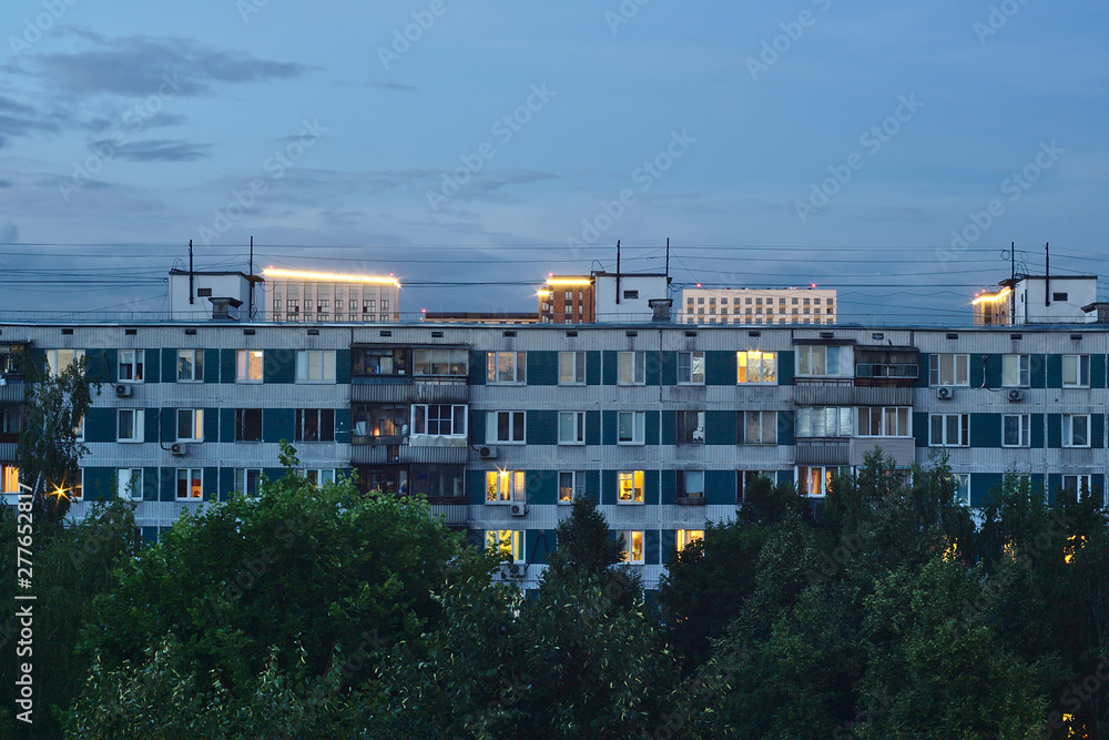 evening in a residential area of Moscow