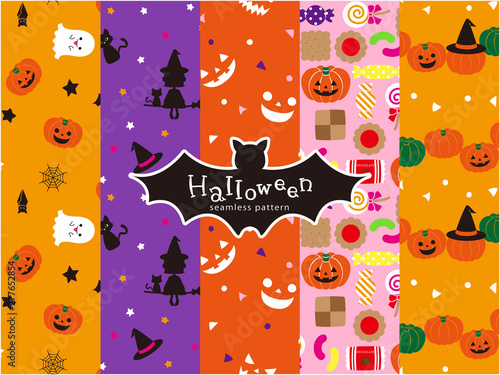 ハロウィン・シームレスパターンセット