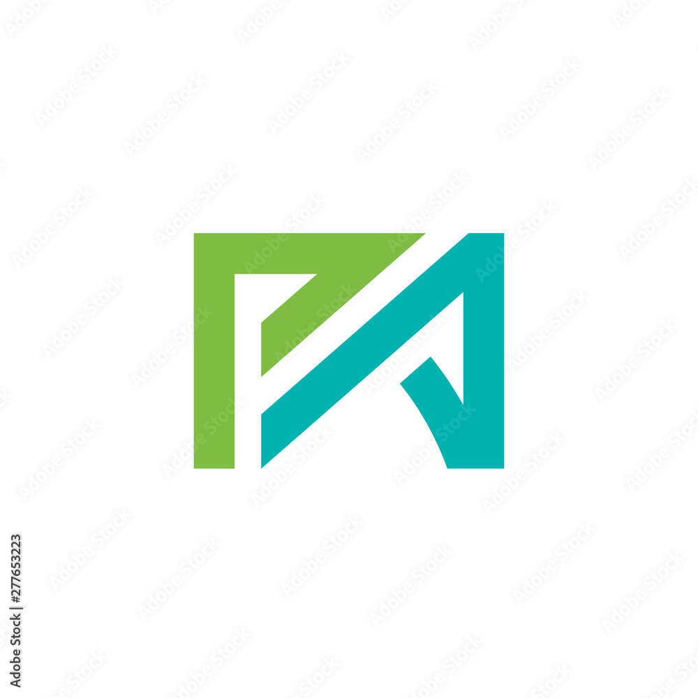 Initial P & A Minimalist Logo Template, Green and Blue Color - Vector Initial P & A Minimalist Logo Template, Green and Blue Color - Vector