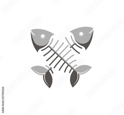 Vector illustration. Fish bone Two crossed fish. The template for the goods pet shop, pet food, veterinary and vet clinic. Decoration and advertising logo concept.