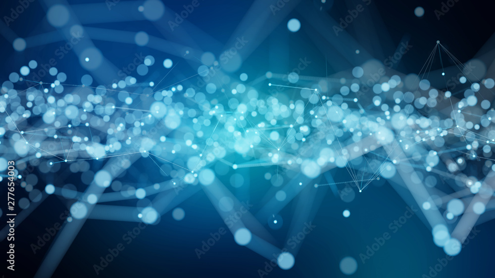 Fototapeta premium Abstract connection blue background network 3D rendering