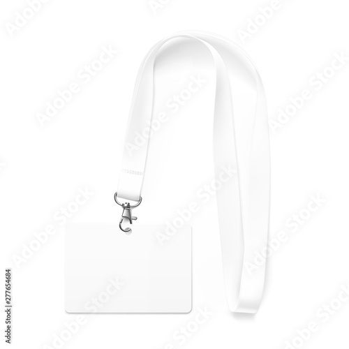 Lanyard with id card. Vector illustration isolated on white background. Ready template to use for for presentations, conferences, design. EPS10.