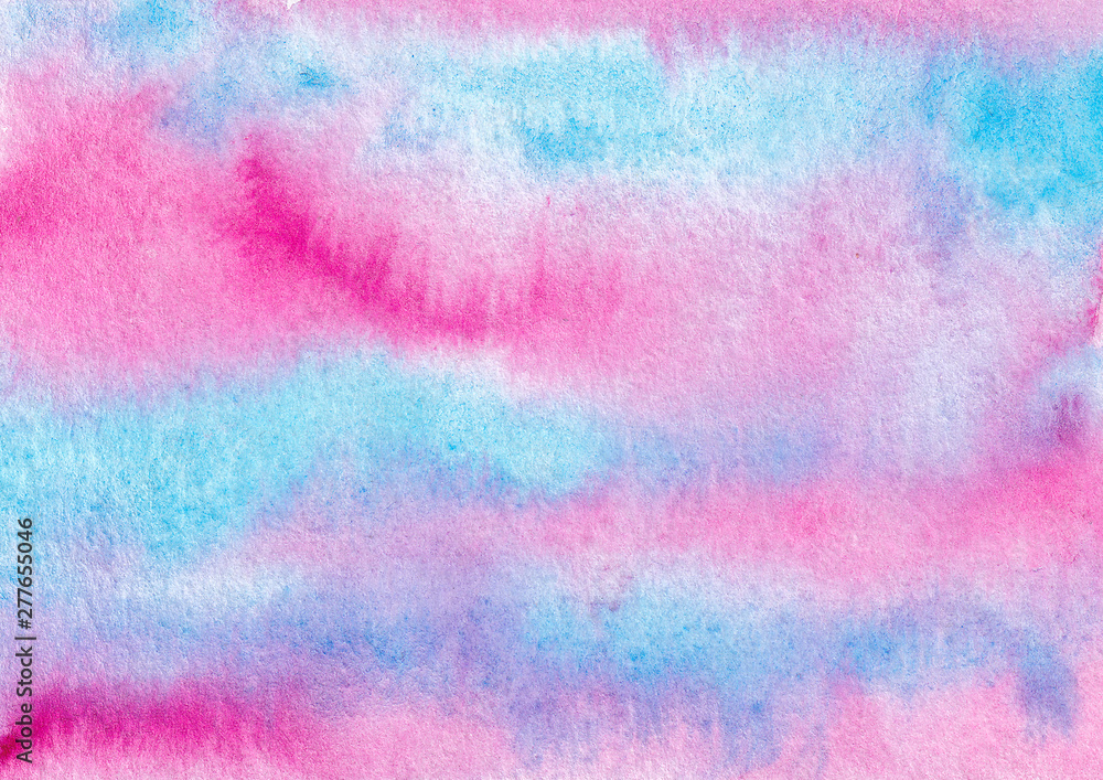 hand drawn abstract watercolor rosy and blue background