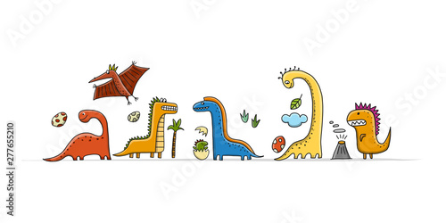 Funny dinosaurs, childish style for your design